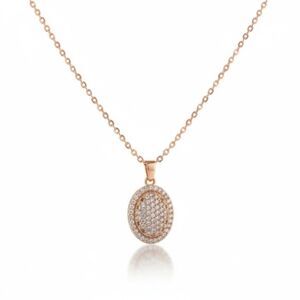 NWT Nikola Valenti Rose Gold Plated Pave Oval Necklace!!